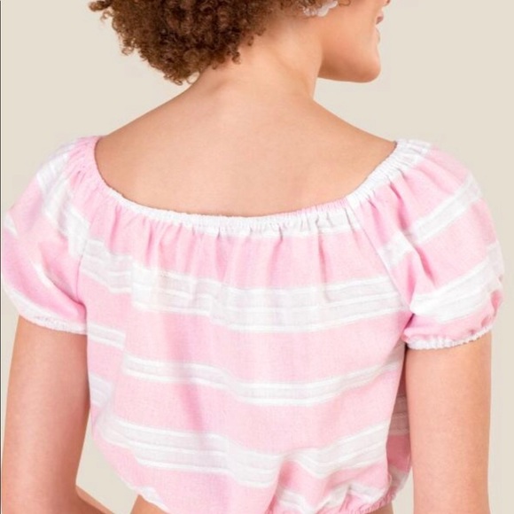 Francesca’s Helene Pink Striped Crop Top Size Large - Picture 2 of 8